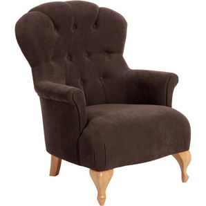 Chesterfield-Sessel MAX WINZER Clara Sessel Gr. Luxus-Microfaser, B/H/T: 80 cm x 99 cm x 82 cm, braun Chesterfield Sessel mit edler Knopfheftung