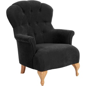Chesterfield-Sessel MAX WINZER Clara Sessel Gr. Luxus-Microfaser, B/H/T: 80 cm x 99 cm x 82 cm, schwarz Chesterfield Sessel mit edler Knopfheftung