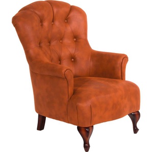 Chesterfield-Sessel MAX WINZER Clara Sessel Gr. Microvelours, B/H/T: 80 cm x 99 cm x 82 cm, braun (cognac) Chesterfield Sessel mit edler Knopfheftung