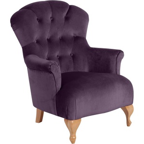 Chesterfield-Sessel MAX WINZER Clara Sessel Gr. Samtvelours, B/H/T: 80 cm x 99 cm x 82 cm, lila (purple) Chesterfield Sessel mit edler Knopfheftung