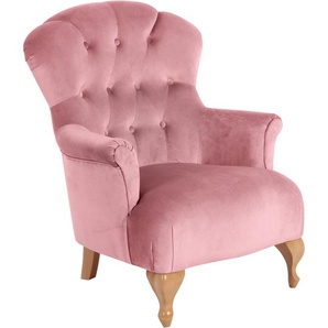 Chesterfield-Sessel MAX WINZER Clara Sessel Gr. Samtvelours, B/H/T: 80 cm x 99 cm x 82 cm, rosa (rosé) Chesterfield Sessel mit edler Knopfheftung