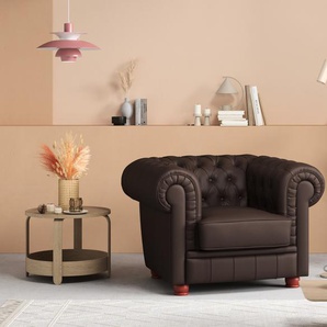 Chesterfield-Sessel MAX WINZER Kent Sessel Gr. Kunstleder 20701, B/H/T: 110 cm x 75 cm x 101 cm, braun Chesterfield Sessel mit edler Knopfheftung, Breite 110 cm