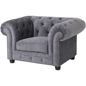 Chesterfield-Sessel MAX WINZER Old England Sessel Gr. Microfaser 20441, B/H/T: 131 cm x 76 cm x 96 cm, grau Chesterfield Sessel mit edler Knopfheftung