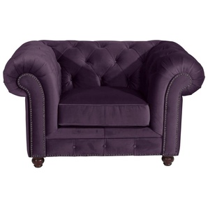 Chesterfield-Sessel MAX WINZER Old England Sessel Gr. Samtvelours 20442, B/H/T: 131 cm x 76 cm x 96 cm, lila (purple) Chesterfield Sessel mit edler Knopfheftung