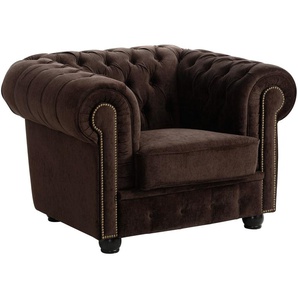Chesterfield-Sessel MAX WINZER Rover Sessel Gr. B/H/T: 110 cm x 75 cm x 96 cm, braun Chesterfield Sessel mit edler Knopfheftung