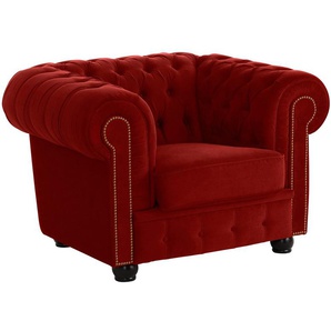Chesterfield-Sessel MAX WINZER Rover Sessel Gr. B/H/T: 110 cm x 75 cm x 96 cm, rot Chesterfield Sessel mit edler Knopfheftung