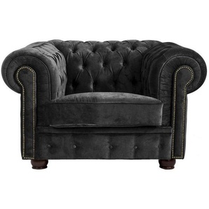 Max Winzer Chesterfield-Sessel, Schwarz, Textil, 110x74x98 cm, Goldenes M, Made in Europe, Wohnzimmer, Sessel, Chesterfield-Sessel