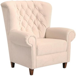 Chesterfield-Sessel MAX WINZER Victoria Sessel Gr. Microfaser 20441, B/H/T: 90 cm x 100 cm x 89 cm, beige (creme) Chesterfield Sessel mit edler Knopfheftung