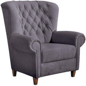 Chesterfield-Sessel MAX WINZER Victoria Sessel Gr. Microfaser 20441, B/H/T: 90 cm x 100 cm x 89 cm, grau Chesterfield Sessel mit edler Knopfheftung