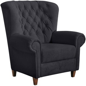 Chesterfield-Sessel MAX WINZER Victoria Sessel Gr. Microfaser 20441, B/H/T: 90 cm x 100 cm x 89 cm, schwarz Chesterfield Sessel mit edler Knopfheftung