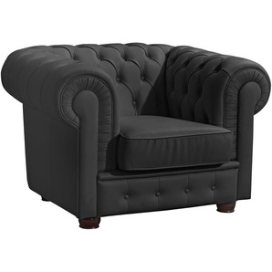 Chesterfield-Sessel MAX WINZER Windsor Sessel Gr. Kunstleder, B/H/T: 110 cm x 75 cm x 96 cm, schwarz Chesterfield Sessel mit edler Knopfheftung