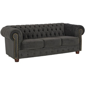 Chesterfield-Sofa MAX WINZER Rover Sofas Gr. B/H/T: 200 cm x 75 cm x 96 cm, grau Chesterfieldsofas mit edler Knopfheftung, 2-Sitzer oder 3-Sitzer