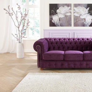 Chesterfield-Sofa MAX WINZER Rover Sofas Gr. B/H/T: 200 cm x 75 cm x 96 cm, lila Chesterfieldsofas mit edler Knopfheftung, 2-Sitzer oder 3-Sitzer