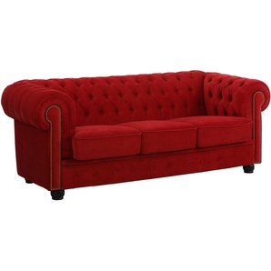 Chesterfield-Sofa MAX WINZER Rover Sofas Gr. B/H/T: 200 cm x 75 cm x 96 cm, rot Chesterfieldsofas mit edler Knopfheftung, 2-Sitzer oder 3-Sitzer