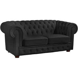 Chesterfield-Sofa MAX WINZER Windsor Sofas Gr. B/H/T: 175 cm x 75 cm x 96 cm, Kunstleder, 2-Sitzer, schwarz Chesterfieldsofas mit edler Knopfheftung, 2-Sitzer oder 3-Sitzer
