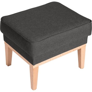 Hocker MAX WINZER Anthony Gr. B/H/T: 50 cm x 41 cm x 41 cm, Strukturgewebe 16523, grau (anthrazit) Sitzhocker Hocker mit umlaufendem Holzsockel & Kedernaht