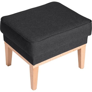 Hocker MAX WINZER Anthony Gr. B/H/T: 50 cm x 41 cm x 41 cm, Strukturgewebe 16523, grau (graphit) Sitzhocker Hocker mit umlaufendem Holzsockel & Kedernaht