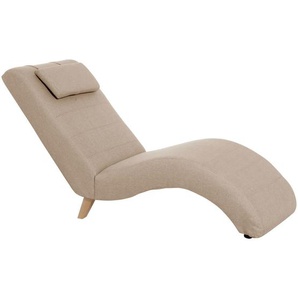 Max Winzer Liege Norris , Sand , Textil , Buche , Uni , 65x84x163 cm , Goldenes M, Made in Europe , Wohnzimmer, Sessel, Relaxliegen
