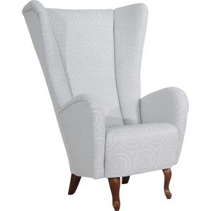 Ohrensessel MAX WINZER Anastasia Sessel Gr. Flachgewebe, B/H/T: 90 cm x 123 cm x 92 cm, silberfarben (silber) Ohrensessel mit geschwungenen Holzfüßen, Hochlehner