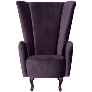 Ohrensessel MAX WINZER Anastasia Sessel Gr. Samtvelours, B/H/T: 90 cm x 123 cm x 92 cm, blau (aqua) Ohrensessel ohne Hocker Sessel mit geschwungenen Holzfüßen, Hochlehner
