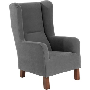 Ohrensessel MAX WINZER Bob Sessel Gr. Luxus-Microfaser, B/H/T: 68 cm x 113 cm x 78 cm, grau (anthrazit) Ohrensessel Hochlehner