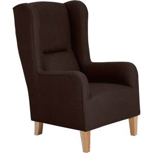 Ohrensessel MAX WINZER Bob Sessel Gr. Struktur fein, B/H/T: 68 cm x 113 cm x 78 cm, braun (schoko) Ohrensessel Hochlehner