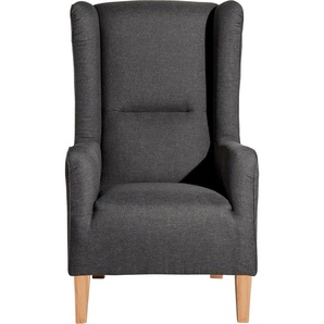 Ohrensessel MAX WINZER Bob Sessel Gr. Strukturgewebe 16523, B/H/T: 68 cm x 113 cm x 78 cm, grau (anthrazit) Ohrensessel Hochlehnsessel mit Kederverzierung und Rückennaht