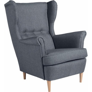 Ohrensessel MAX WINZER Casimir Sessel Gr. Strukturwebstoff 16523, B/H/T: 81 cm x 99 cm x 94 cm, blau (denim) Ohrensessel im Winchester-Look