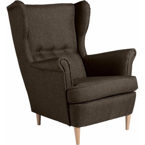Ohrensessel MAX WINZER Casimir Sessel Gr. Strukturwebstoff 16523, B/H/T: 81 cm x 99 cm x 94 cm, braun Ohrensessel im Winchester-Look