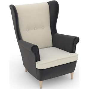 Ohrensessel MAX WINZER Casimir Sessel Gr. Samtvelours, Korpus: Samtvelours anthrazit-Füße Buche natur, B/H/T: 81 cm x 99 cm x 94 cm, beige (creme) Ohrensessel im Winchester-Look, zum Selbstgestalten