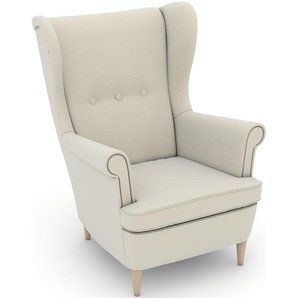 Ohrensessel MAX WINZER Casimir Sessel Gr. Samtvelours, Korpus: Samtvelours creme-Füße Buche natur, B/H/T: 81 cm x 99 cm x 94 cm, beige (creme) Ohrensessel im Winchester-Look, zum Selbstgestalten
