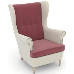 Ohrensessel MAX WINZER Casimir Sessel Gr. Samtvelours, Korpus: Samtvelours creme-Füße Buche natur, B/H/T: 81 cm x 99 cm x 94 cm, rosa (rosé) Ohrensessel im Winchester-Look, zum Selbstgestalten