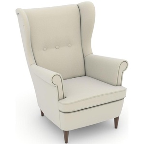Ohrensessel MAX WINZER Casimir Sessel Gr. Samtvelours, Korpus: Samtvelours creme-Füße Buche Nussbaum, B/H/T: 81 cm x 99 cm x 94 cm, beige (creme) Ohrensessel im Winchester-Look, zum Selbstgestalten