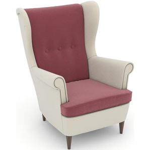 Ohrensessel MAX WINZER Casimir Sessel Gr. Samtvelours, Korpus: Samtvelours creme-Füße Buche Nussbaum, B/H/T: 81 cm x 99 cm x 94 cm, rosa (rosé) Ohrensessel im Winchester-Look, zum Selbstgestalten