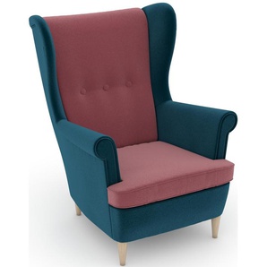 Ohrensessel MAX WINZER Casimir Sessel Gr. Samtvelours, Korpus: Samtvelours petrol-Füße Buche natur, B/H/T: 81 cm x 99 cm x 94 cm, rosa (rosé) Ohrensessel im Winchester-Look, zum Selbstgestalten