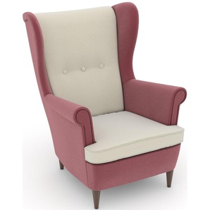 Ohrensessel MAX WINZER Casimir Sessel Gr. Samtvelours, Korpus: Samtvelours rosé-Füße Buche Nussbaum, B/H/T: 81 cm x 99 cm x 94 cm, beige (creme) Ohrensessel im Winchester-Look, zum Selbstgestalten