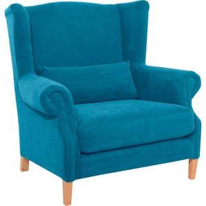 Ohrensessel MAX WINZER Henry Sessel Gr. Luxus-Microfaser, B/H/T: 115 cm x 117 cm x 95 cm, blau (petrol) Ohrensessel inklusive Zierkissen