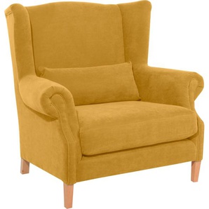 Ohrensessel MAX WINZER Henry Sessel Gr. Luxus-Microfaser, B/H/T: 115 cm x 117 cm x 95 cm, gelb (mais) Ohrensessel inklusive Zierkissen