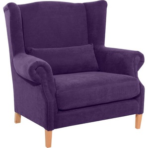 Ohrensessel MAX WINZER Henry Sessel Gr. Luxus-Microfaser, B/H/T: 115 cm x 117 cm x 95 cm, lila (violett) Ohrensessel inklusive Zierkissen