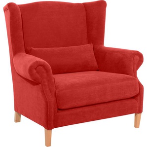 Ohrensessel MAX WINZER Henry Sessel Gr. Luxus-Microfaser, B/H/T: 115 cm x 117 cm x 95 cm, orange (terracotta) Ohrensessel inklusive Zierkissen