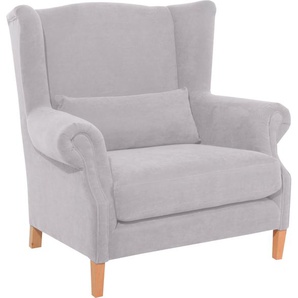 Ohrensessel MAX WINZER Henry Sessel Gr. Luxus-Microfaser, B/H/T: 115 cm x 117 cm x 95 cm, silberfarben (silber) Ohrensessel inklusive Zierkissen