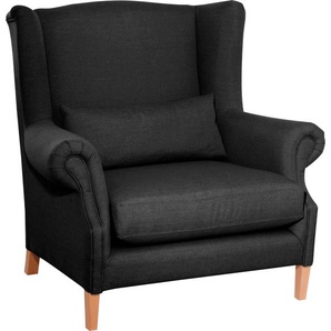 Ohrensessel MAX WINZER Henry Sessel Gr. Struktur, B/H/T: 115 cm x 117 cm x 95 cm, schwarz Ohrensessel inklusive Zierkissen