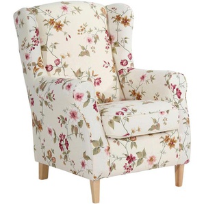 Max Winzer Ohrensessel Lesesessel, Mehrfarbig, Weiß, Textil, Buche, Blume, 77x103x86 cm, Made in Europe, Goldenes M, Wohnzimmer, Sessel, Ohrensessel