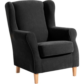 Ohrensessel MAX WINZER Luke Sessel Gr. Luxus-Microfaser, B/H/T: 78 cm x 102 cm x 85 cm, schwarz Ohrensessel
