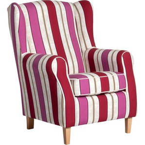Ohrensessel MAX WINZER Luke Sessel Gr. Flachgewebe 20504, B/H/T: 77 cm x 103 cm x 86 cm, pink (rot) Ohrensessel mit Kederverarbeitung