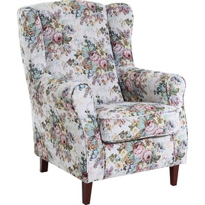 Ohrensessel MAX WINZER Luke Sessel Gr. Flachgewebe 20751, B/H/T: 77 cm x 103 cm x 86 cm, rosa (rosé) Ohrensessel mit Kederverzierung, Blumenmuster