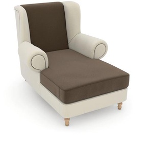 Ohrensessel MAX WINZER Madeleine Sessel Gr. Samtvelours, Korpus: Samtvelours creme-Füße Buche natur, B/H/T: 100 cm x 102 cm x 138 cm, beige (sahara) Ohrensessel zum Selbstgestalten