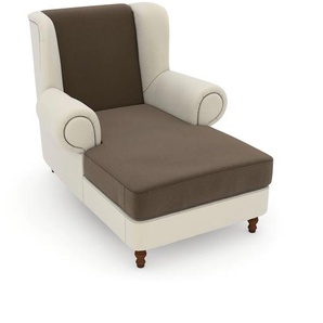 Ohrensessel MAX WINZER Madeleine Sessel Gr. Samtvelours, Korpus: Samtvelours creme-Füße Buche Nussbaum, B/H/T: 100 cm x 102 cm x 138 cm, beige (sahara) Ohrensessel zum Selbstgestalten