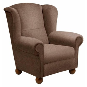Ohrensessel MAX WINZER Malmö Sessel Gr. Microfaser, ohne Hocker, B/H/T: 90 cm x 100 cm x 89 cm, braun Ohrensessel Sessel mit Holz-Kugelfüßen