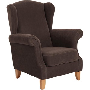 Ohrensessel MAX WINZER Valentina Sessel Gr. Luxus-Microfaser, B/H/T: 88 cm x 108 cm x 84 cm, braun Ohrensessel